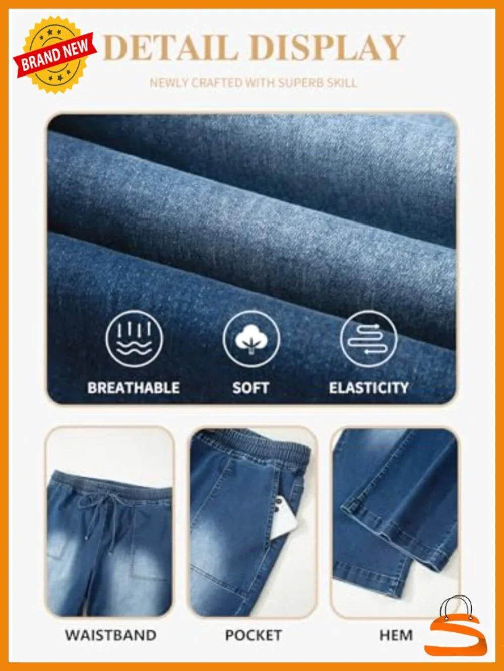 Plus Size High Waisted Straight Leg Jeans with Drawstring Stretchy Denim